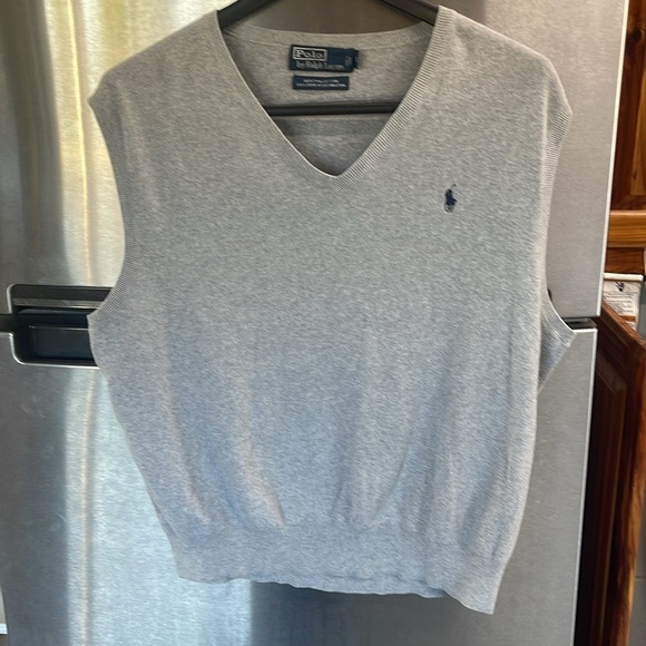 100% PIMA COTTON Ralph Lauren Polo Men’s Size L, SLEEVELESS Sweater‎ Vest gray - Picture 1 of 11
